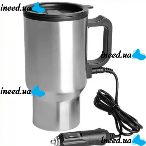 Автомобильная термокружка термос с подогревом Electric Mug 140Z чашка 400мл 12V, авто кружка кипятильник от прикуривателя в машину 2240 Серебристый