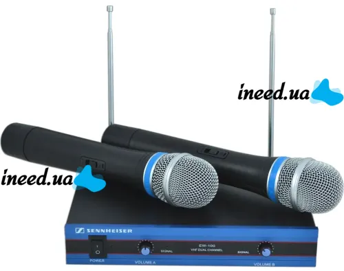Беспроводной комплект из 2-х микрофонов Sennheiser EW-100 радиосистема два радиомикрофона и база