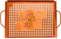 Складной прямоугольный мангал барбекю Rainberg BBQ 6103 40х28см для стейков мяса и овощей, Переносная прямоугольная сетка гриль барбекю Коричневый