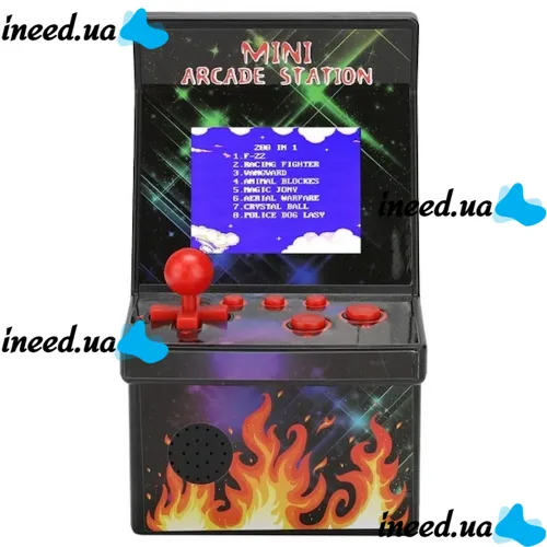 Детская игровая ретро приставка автомат Mini Arcade Station A2 на 200 встроенных игр на батарейках, консоль 8bit с экраном 2.5 дюймов от батареек