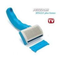 Самоочищающаяся щетка для вычесывания животных Pet Zoom с триммером массажная PetZoom шерсти Пет Зум