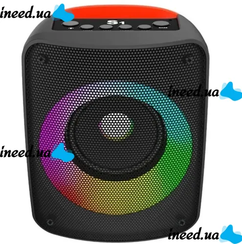 Бездротова Bluetooth колонка JBK-S1 з RGB LED підсвічуванням і функцією Power Bank, акумуляторна блютуз акустика USB AUX для Android IOS Чорна