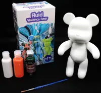 Флюидный мишка сделай сам DIY Creative Fluid Bear 23 см с красками 3 шт Набор раскраска игрушка медвежонок для творчества Виниловый медведь флюид-арт