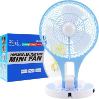 Настольный складной вентилятор с лампой Handy Mini Fan JR-5580 12V 220V с LED подсветкой от аккумуляторов 18650 Аккумуляторный мини-вентилятор