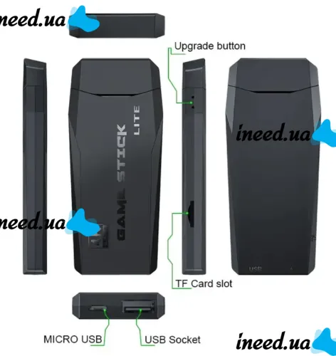 Игровая видео приставка Data Frog Y-3 Lite Green Playstation PS1 с беспроводными джойстиками, HDMI к телевизору 64Гб, 4K 10000 игр Sega Dendy Y3