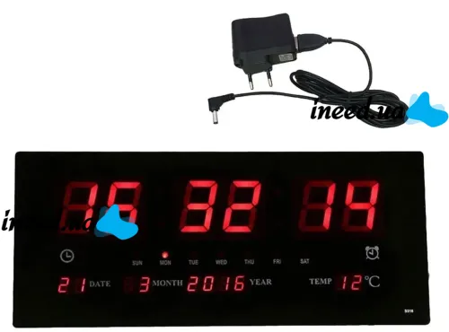 Настенные электронные часы с LED подсветкой YX-3615 красные, Светодиодные цифровые часы с будильником, датой и градусником для дома