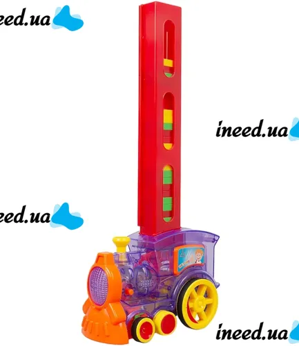 Развивающая игрушка паровозик кладущий домино Happy Truck sciries 955-1A 60 деталей Детский конструктор поезд Train Domino 660B от батареек от детей