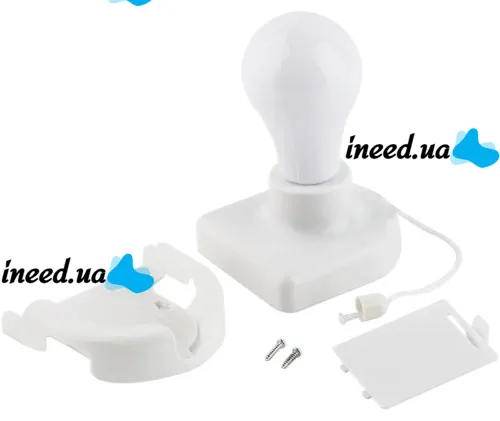 Світлодіодна підвісна LED лампочка світильник Stick Up Bulb BJ - 6706 на батарейках, Настінний нічник від батарейок зі шнурком на стіну шафи білий