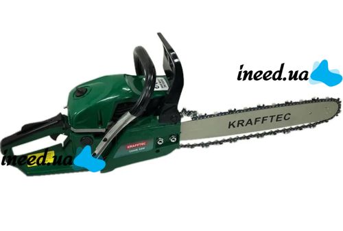 Бензиновая цепная пила Krafftec КRА-5800 7 л.с шина 45 см для обрезки деревьев и распила дров, Бензопила Adeytos 18" дюймов 58см3 Зеленая
