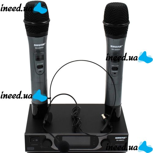 Радиосистема Shure SH-600G3, база, 2 микрофона, гарнитура беспроводная профессиональная радиосистема с двумя микрофонами и базой