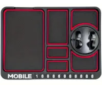 Anti-slip Car Mat Organizer Scratch mat HA-20 4in1 for Car Dashboard, Holder Stand for Phone and Cards Red