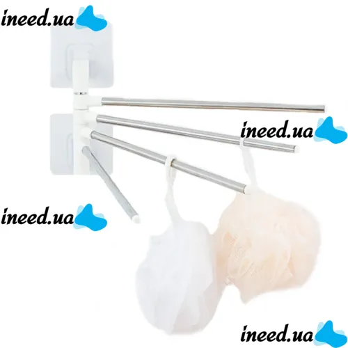 Универсальный настенный полотенцесушитель держатель для ванной 4-Bar Towel Rack на 4 полотенца, Вешалка органайзер для полотенец 4 держателя Белый
