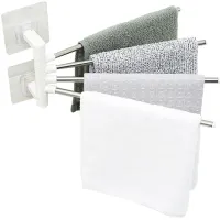 Универсальный настенный полотенцесушитель держатель для ванной 4-Bar Towel Rack на 4 полотенца, Вешалка органайзер для полотенец 4 держателя Белый