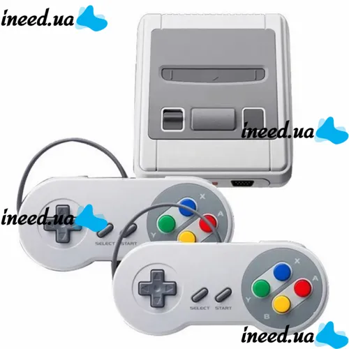 Портативная игровая ретро приставка Dendy 620 игр Денди 8 Bit Super Mini SFC, Детская консоль 8 бит с двумя джойстиками и встроенными играми Серая