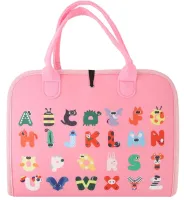 Developmental sensorimotor board Lesko 5462 Pink bisiboard for learning and development of babies, Montessori handbag developing motor skills and sensorics of children
