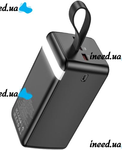 Внешний аккумулятор Borofone Power Bank BJ14D 50000mAh Black на 2 USB 22.5W и USB-C 20W, УМБ Повербанк батарея с ремешком для зарядки телефона Черный