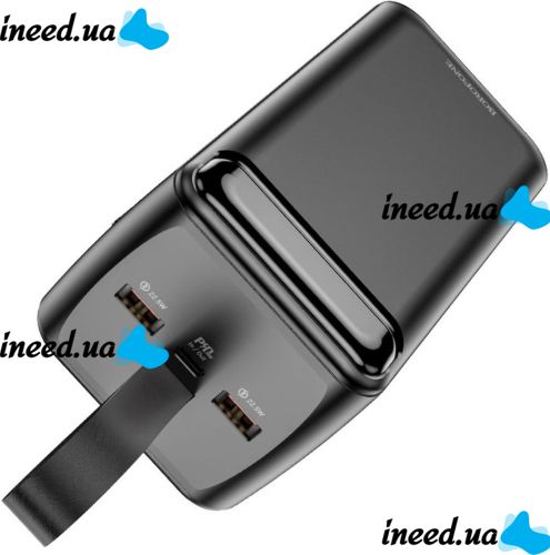 Внешний аккумулятор Borofone Power Bank BJ14D 50000mAh Black на 2 USB 22.5W и USB-C 20W, УМБ Повербанк батарея с ремешком для зарядки телефона Черный