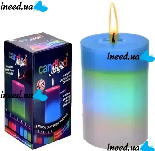 Декоративна воскова свічка хамелеон Candled Magic EL-2327 з RGB підсвічуванням 7 кольорів з справжнім вогнем, Магічна LED Свічка, яка змінює світло