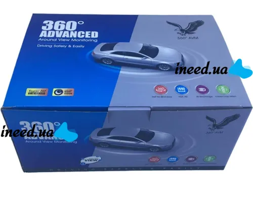 Автомобільна система кругового огляду Asvegen 3D N34 360 градусів, паркувальна система спостереження 4 камери для панорамного огляду з пультом в авто