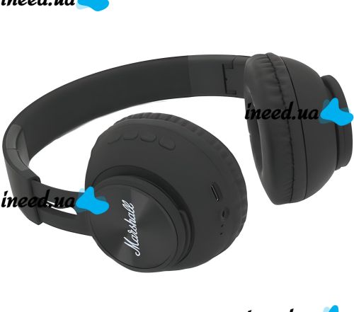 Накладные беспроводные наушники Marshall WH-XM6 с Bluetooth подключением, Полноразмерные блютуз стереонаушники Маршал с регулировкой длины Черные