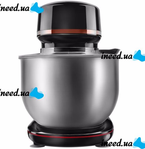 Кухонный планетарный миксер тестомес Domotec R-6673 с чашей 12л и насадками, Стационарный настольный миксер измельчитель для замешивания теста 1800W