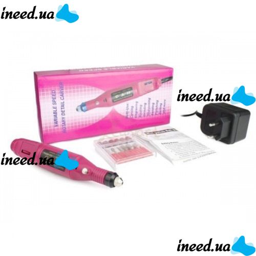 Bucos Nail Drill ZS-100 Handheld Polisher (20,000 rpm) for Professional Manicures and Pedicures—6-in-1 Polishing Handpiece, + Bit Set—Pink