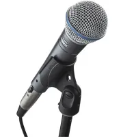 Динамический проводной микрофон Shure Beta 58A ручной для пения, Вокальный шнуровой микрофон Шур для записи голоса и караоке с чехлом Черный