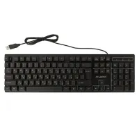 USB проводная геймерская компьютерная клавиатура Landslides KR-6300 с RGB Led подсветкой ATLANFA AT-6300, полноразмерная мембранная Черная