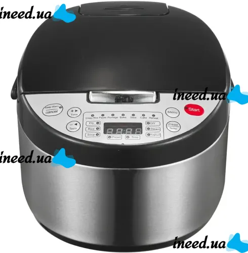 Електрична мультиварка Silver Love SC - 102 на 5л з сенсорним дисплеєм 900w, Рисоварка Electric cooker LY - 505 з таймером і підігрівом Чорна