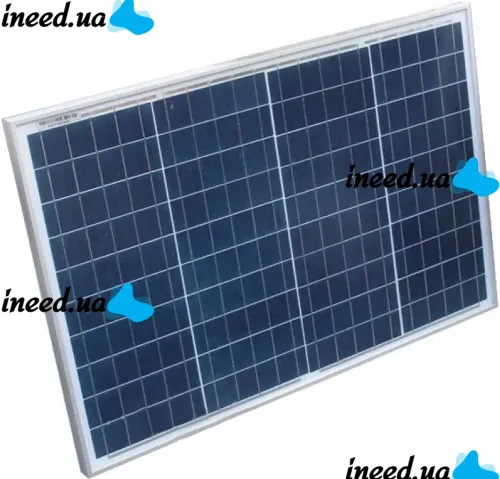 Универсальная поликристаллическая солнечная панель Solar board Komaes 50W 18V 54x70x2.5 см, Солнечная батарея KM(P)50 для зарядки от солнца Черная