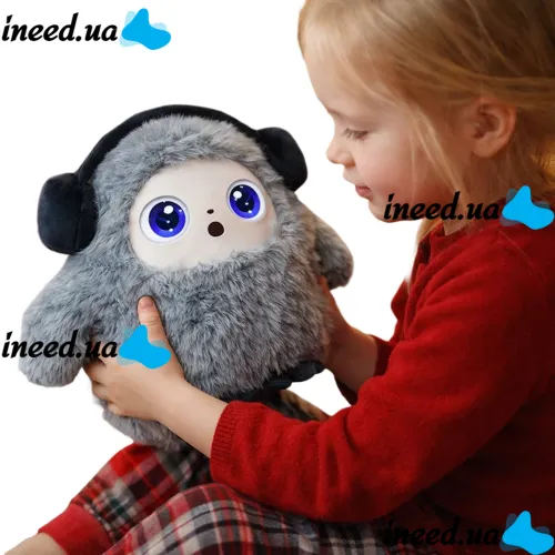 Интерактивная мягкая игрушка Ledodo AI 25 см с искусственным интеллектом, интерактивная игрушка Bobo Holly H-21036 c Led глазами и голосом Серая