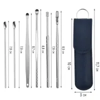Косметологический набор инструментов для чистки ушей Tool Set 6 в 1 удаления ушной серы  нержавеющая сталь 6 шт, Ухочистка с футляром