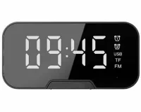 Зеркальные часы с колонкой Fleco BT Q5 Bluetooth с LED подсветкой и подставкой для телефона, блютуз колонка с часами LS-Q5 с термометром
