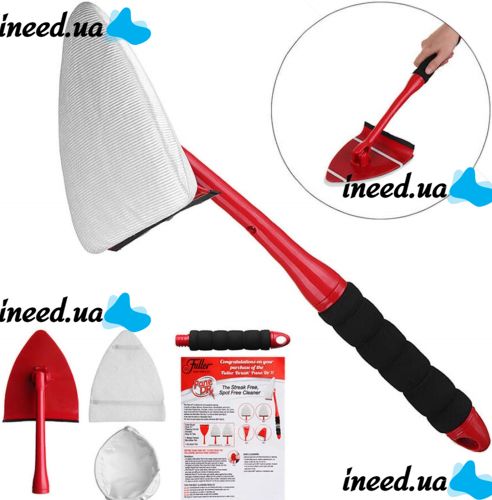 Universal Brush Pane DR by Fuller Brush for Washing windows and glasses with a telescopic handle, Brush scraper for cleaning mirrors with nozzles Red