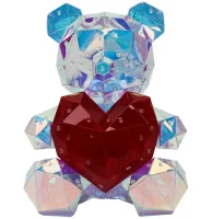 Кришталевий ведмедик Тедді з сердечком Love Bear Red 3D з LED підсвічуванням 25 см, Світлодіодний голографічний світильник ведмідь із серцем від USB Червоний
