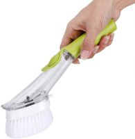 Многофункциональная щетка с дозатором для чистки и мытья посуды Automatic Liquid Cleaning Brush DMZ-8890, Щетка губка с насадками и ручкой Салатовая