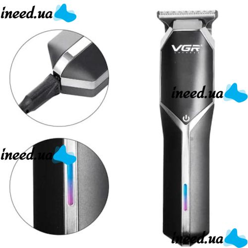 Профессиональная беспроводная окантовочная машинка VGR V-930 для стрижки волос и бороды, Аккумуляторный триммер для окантовки бороды и усов Черная