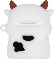 Защитный противоударный чехол Case 3D Cute Cow буренка для наушников Apple AirPods Pro 1, 2 силиконовый кейс Коровка с полной защитой и карабином
