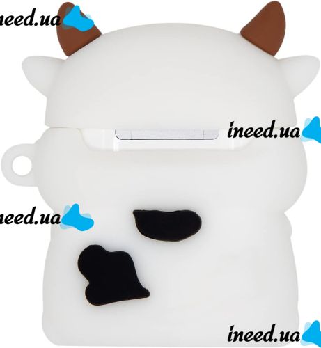 Защитный противоударный чехол Case 3D Cute Cow буренка для наушников Apple AirPods Pro 1, 2 силиконовый кейс Коровка с полной защитой и карабином