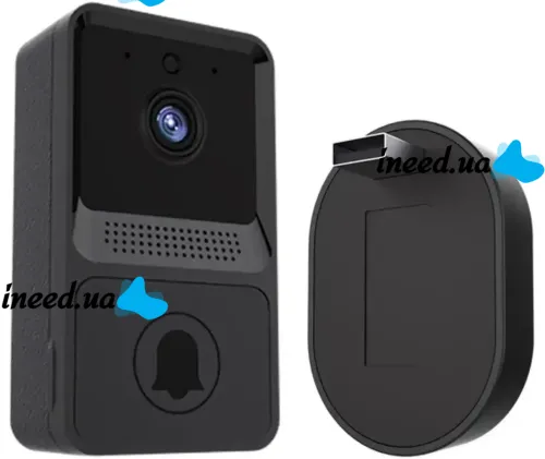 Беспроводной дверной видеозвонок домофон Wi-Fi Mini Doorbell AiWit T2 Mini 720p для дома, Аккумуляторный WIFI звонок с камерой Android iOS Черный