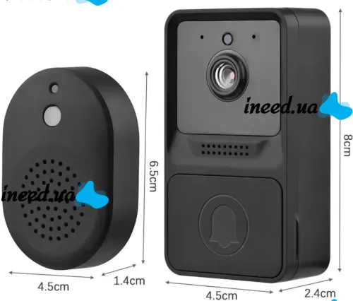 Беспроводной дверной видеозвонок домофон Wi-Fi Mini Doorbell AiWit T2 Mini 720p для дома, Аккумуляторный WIFI звонок с камерой Android iOS Черный