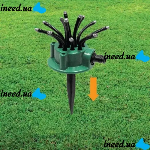 Спринклерний зрошувач насадка на шланг для поливу 12 в 1 розумна система Multifunctional Sprinkler Fresh Garden розпилювач дощуватель 360 градусів 
