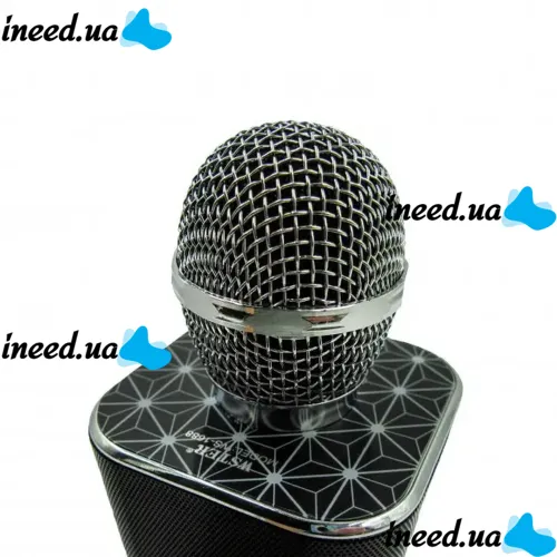 Беспроводной караоке микрофон WSTER WS-1688 Bluetooth USB AUX FM со встроенной колонкой и 5 тембрами голоса на аккумуляторе с динамиком WS1688 Черный