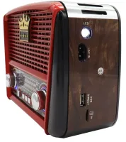 Аккумуляторный FM радиоприемник MP3 колонка Golon RX-455S SOLAR USB+SD с солнечной панелью, Портативный ФМ радио приемник 6W с аккумулятором Красный