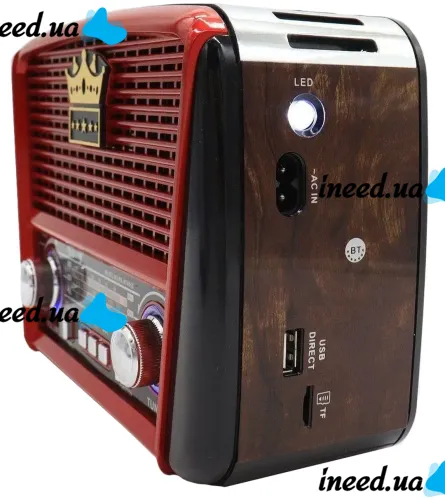 Аккумуляторный FM радиоприемник MP3 колонка Golon RX-455S SOLAR USB+SD с солнечной панелью, Портативный ФМ радио приемник 6W с аккумулятором Красный