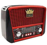 Аккумуляторный FM радиоприемник MP3 колонка Golon RX-455S SOLAR USB+SD с солнечной панелью, Портативный ФМ радио приемник 6W с аккумулятором Красный