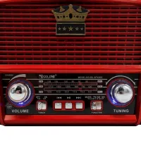 Аккумуляторный FM радиоприемник MP3 колонка Golon RX-455S SOLAR USB+SD с солнечной панелью, Портативный ФМ радио приемник 6W с аккумулятором Красный