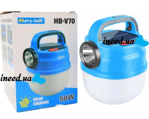Hurry Bolt Solar HB-V70 Solar HB-V70 Universal Solar Pendant Lantern, Rechargeable LED Lamp Emergency Light with Hook 50W for Camping