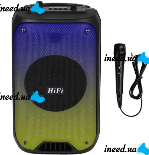 Беспроводная Bluetooth колонка TMG HiFi RX-6168 10W с микрофоном и RGB LED подсветкой, Аккумуляторная блютуз акустика USB AUX для Android IOS Черная
