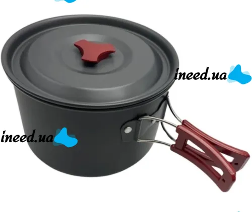 Туристический кухонный набор посуды Camping cooking AL-600 на 15 предметов чайник 3 кастрюли сковорода и кухонные принадлежности в чехле для кемпинга